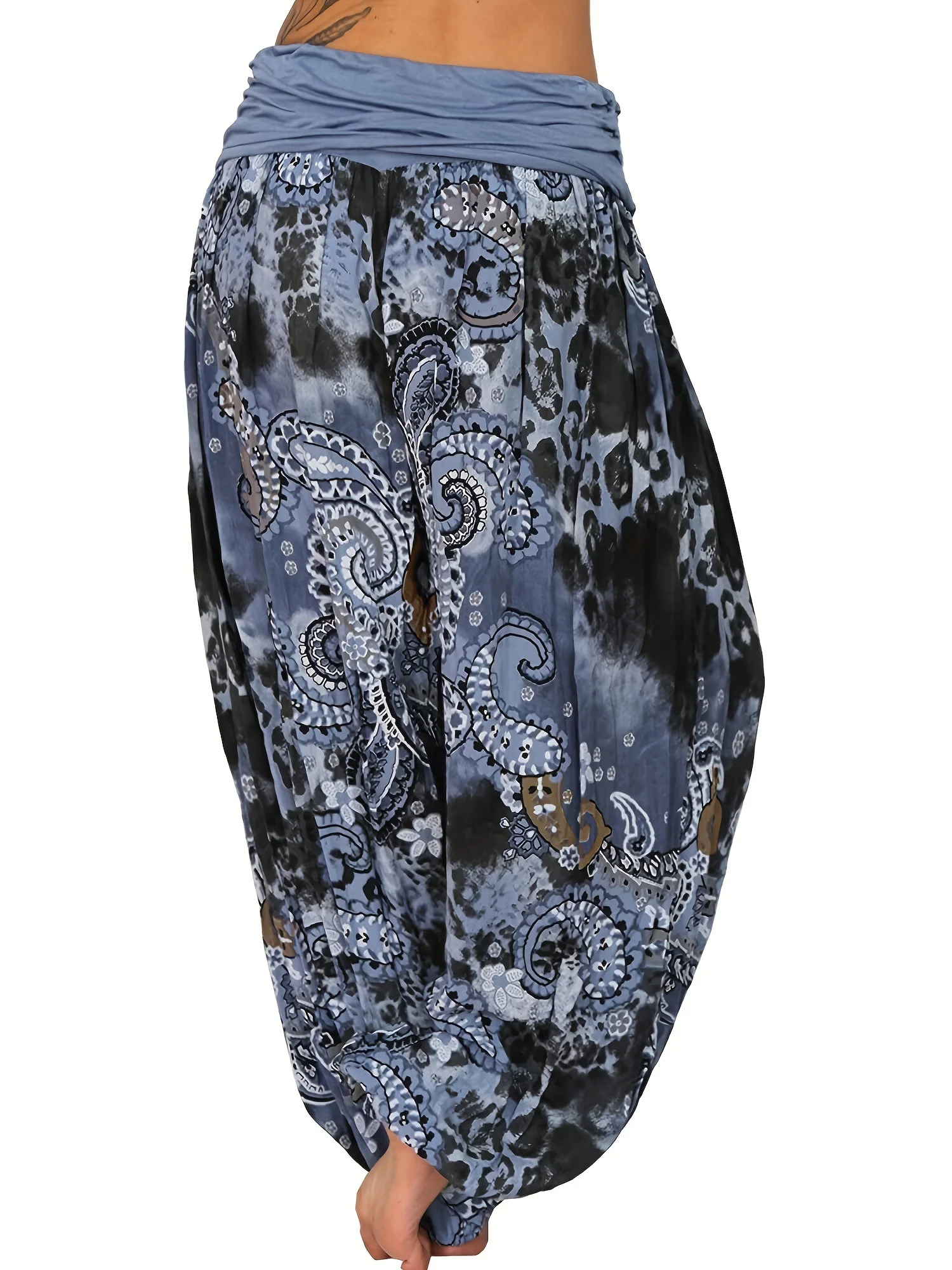 

Plus Size Women's Baggy Printing Floral Pattern Harem Causal Boho Vintage Hippie Trousers Retro Flower Palazzo Pants