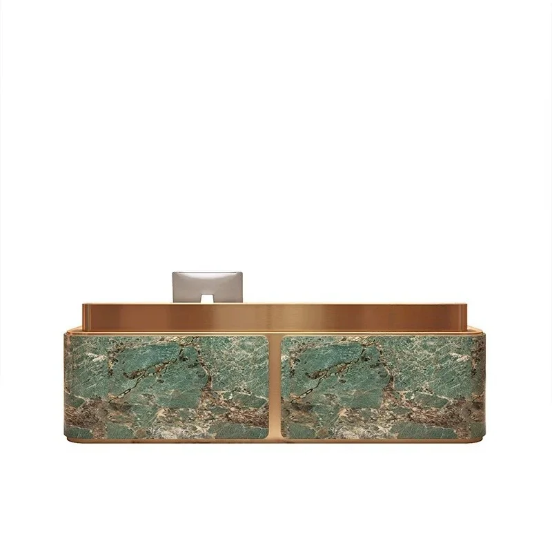 Modern simple company hotel front desk checkout page beauty salon yoga studio club marble slate reception desk