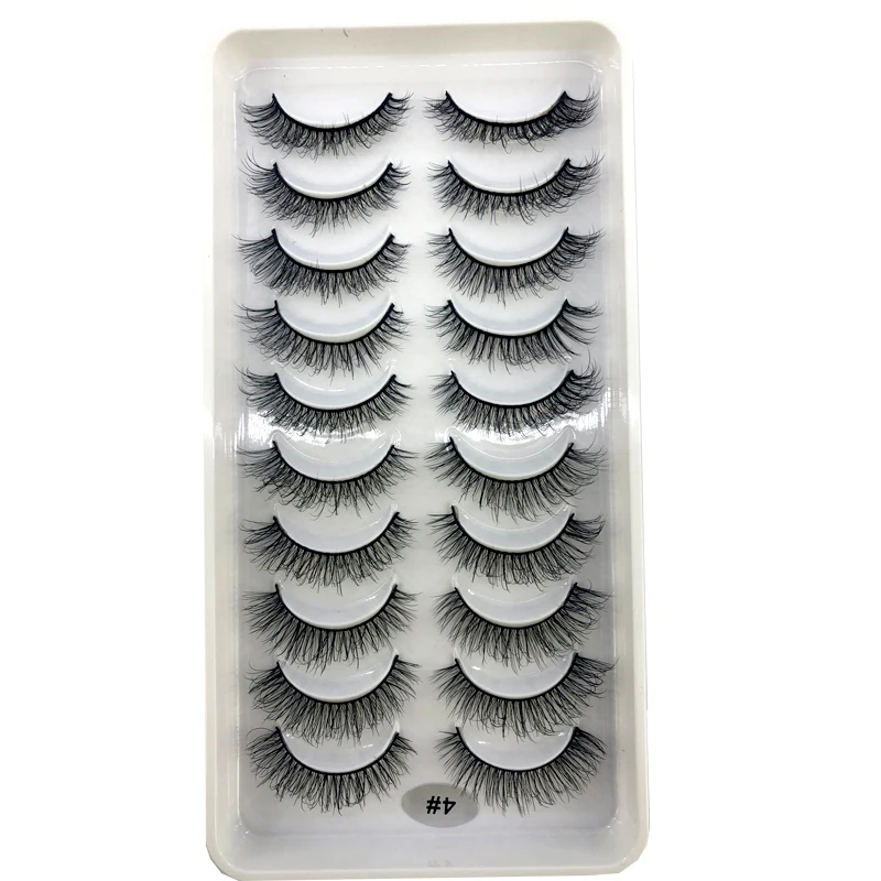 AMSDCN Künstliche Kurze Nerz-Wimpern, Natürlich Dramatische Falsche Wimpern, 10 Paar 3D-Wimpern für Make-up – Detail 21