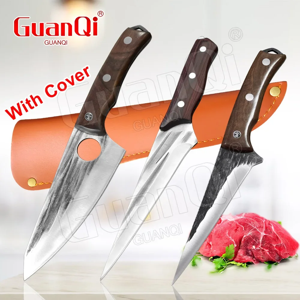 Handmade Chef Boning Knife 1-4pcs Kitchen Knives Meat Cleaver Fish Cutting Meat and Vegetable Dual-purpose Knives Cooking Knife