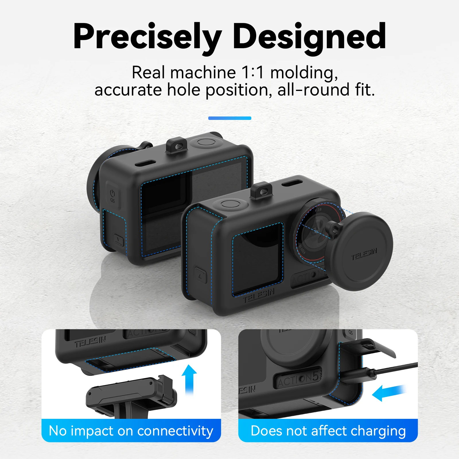 TELESIN Soft Silicone Case For DJI OSMO Action 3 4 5pro Lens Cap Camera Drop Proof Protective Case For DJI Action 3 4 5pro - Image 4