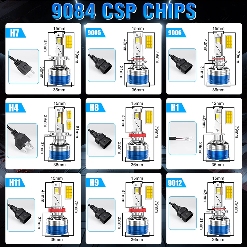 Dualvision K9C Pro 2000W H7 Led Headlight Bulbs 6000K LED H1 H4 H11 HB3 9005 HB4 9006 HIR2 9012 Led Double Copper Tube 12V 2pcs view 6