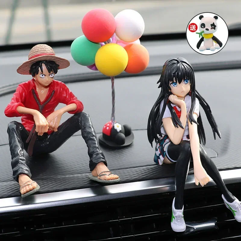 One Piece Cartoon Anime Car Ornament Action Figure Luffy Yukino Boa Hancock Auto Center Console Interior Accessories Model Decor