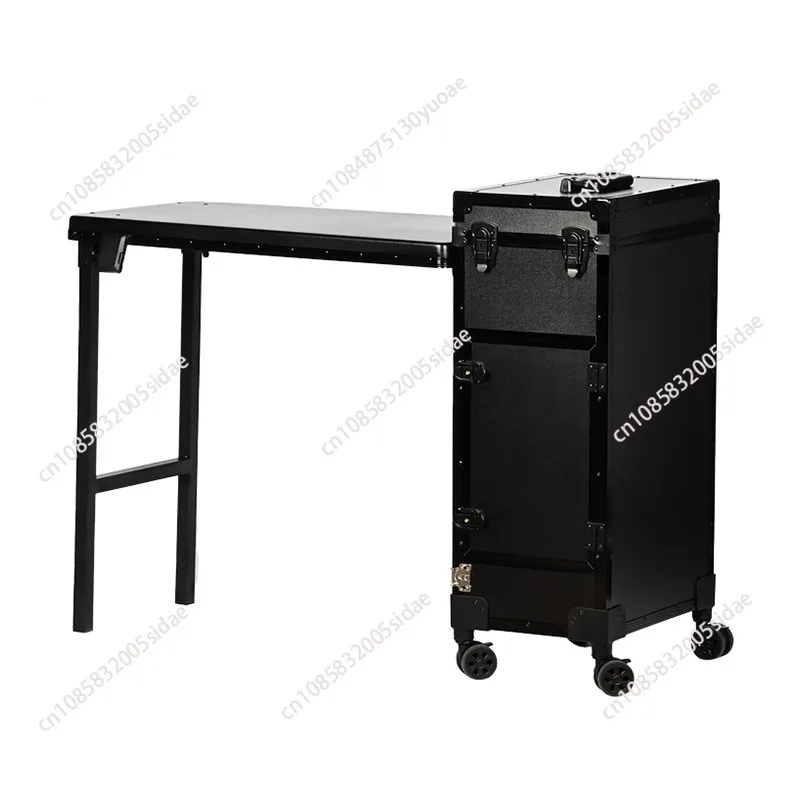 Portable Rolling Manicure Table Foldable Traveling Nail Desk w/Storage Makeup Train Case Cosmetic Trolley Case Nail desk