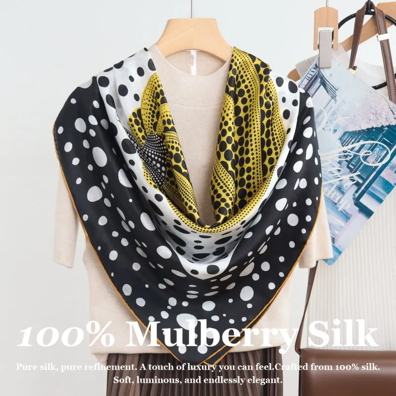 

Новый большой шелковый платок 110 см для женщин, 100% натуральный шелк тутового шелкопряда, с ручной подгибкой края, роскошный хиджаб, шаль, тюрбан, бандана, для офиса и бизнеса
