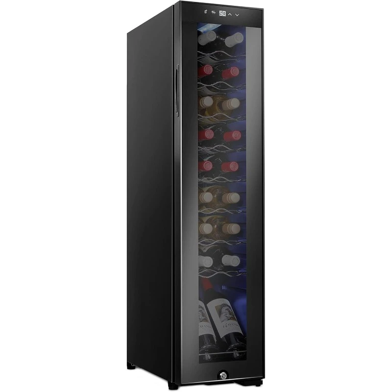 Compressor Wine Cooler Refrigerator with Lock Large Freestanding Digital Temperature Control Refrigerator Glass Door