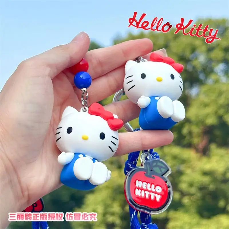 Hellokitty Keychain Kawaii Kt Red Blue White Classic Bag Pendant Cartoon New Style Girl Keychain Gift Kitty Tv Beaded Keychain