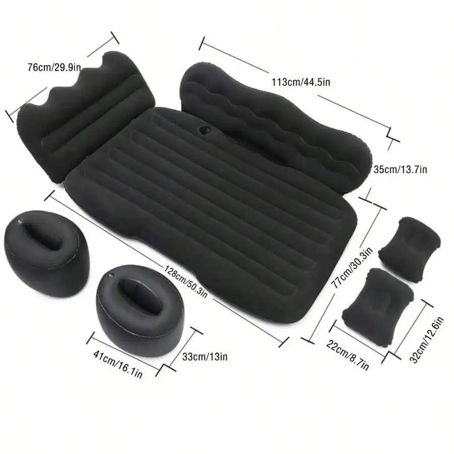 PDZZZD Stylish Comfortable Car Inflatable Bed, Soft Skin-Friendly Flocking Foldable Car Accessory, Ideal For Camping, Beach Trip
