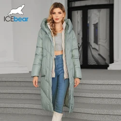 ICEbear 2024 chaqueta de plumón para mujer, gorro largo con forro, Clip, 2 piezas, cálido, suave, bolsillo grande, edredón con cremallera, chaqueta para mujer GWD4568I