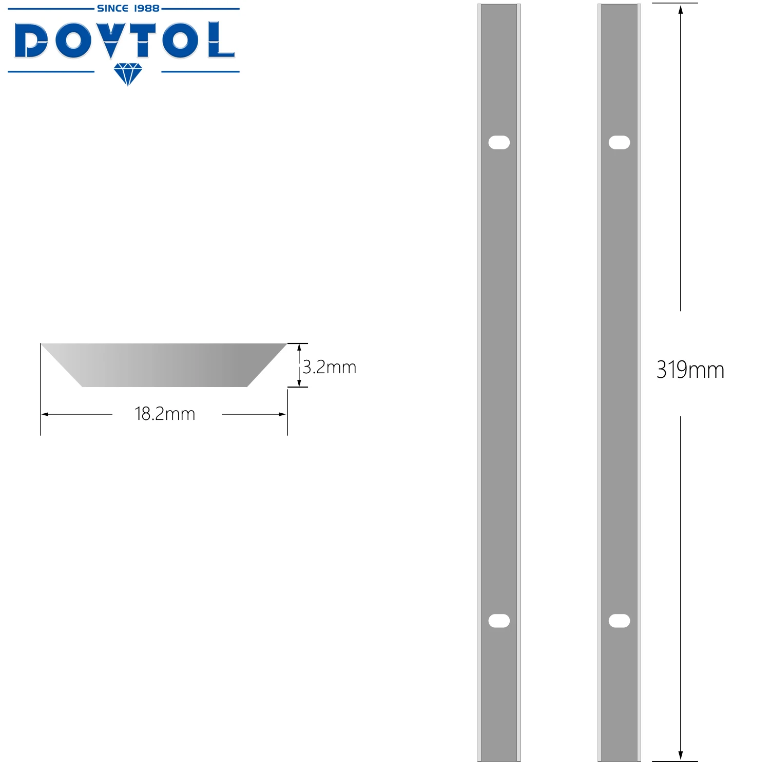 Double-Edge madeira plaina lâmina faca, 319x18.2x3.2mm, espessura HSS, JET JWP-12, Ryobi, ETP1531AK, GMC, MA1931, Corvette 21, 2pcs