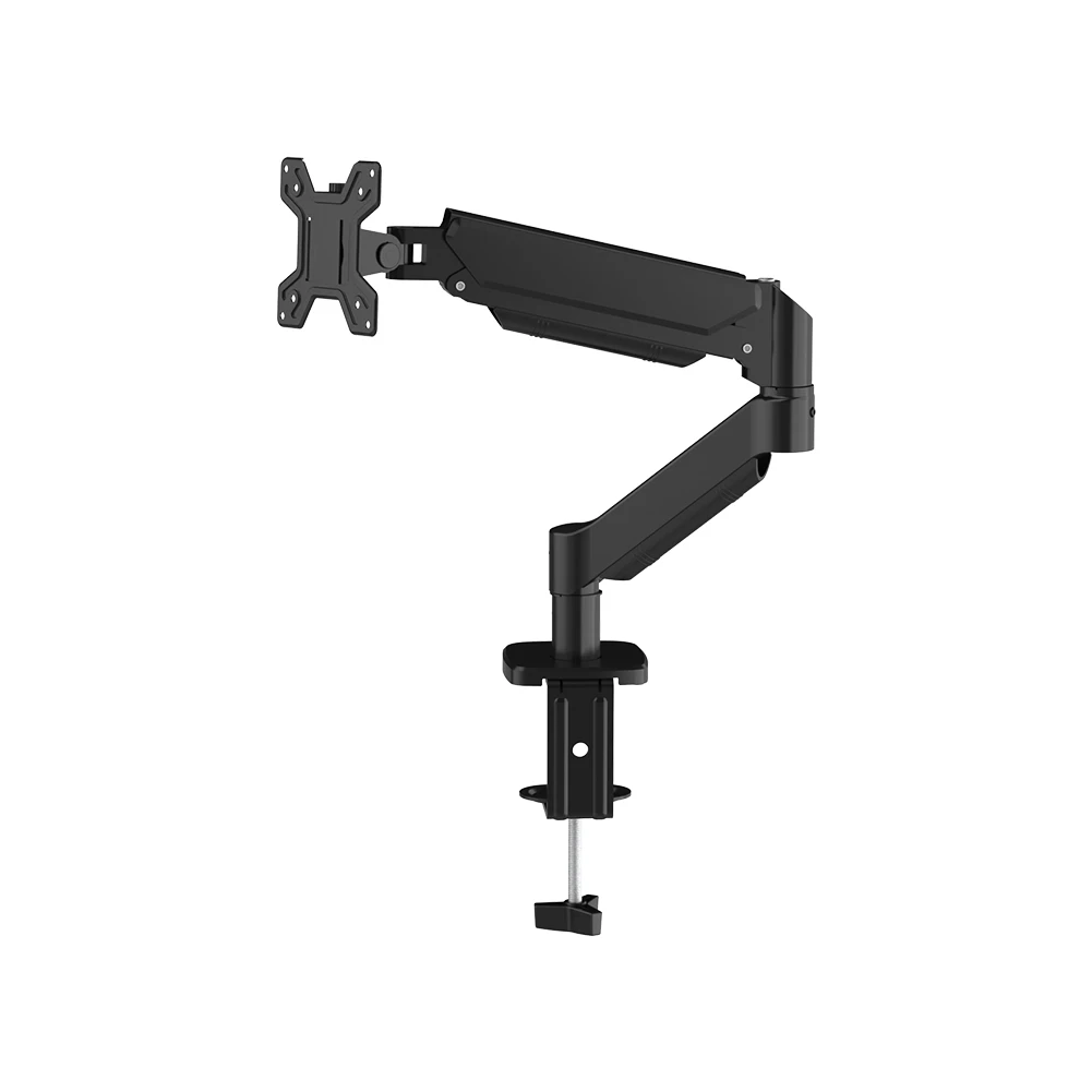 Einzelner Monitorarm für Schreibtischmontage, geeignet für Bildschirme von 17 bis 32 Zoll, maximale Tragfähigkeit 10 kg, voll beweglich, mit Klemm- und Ösenmontage.