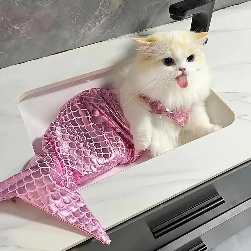 Cute Mermaid Pet Skirt Funny Creative Halloween Cats Cosplay Costume Pets Dressing Flash Puppy Dress Cat Dog Pet Clothes dress