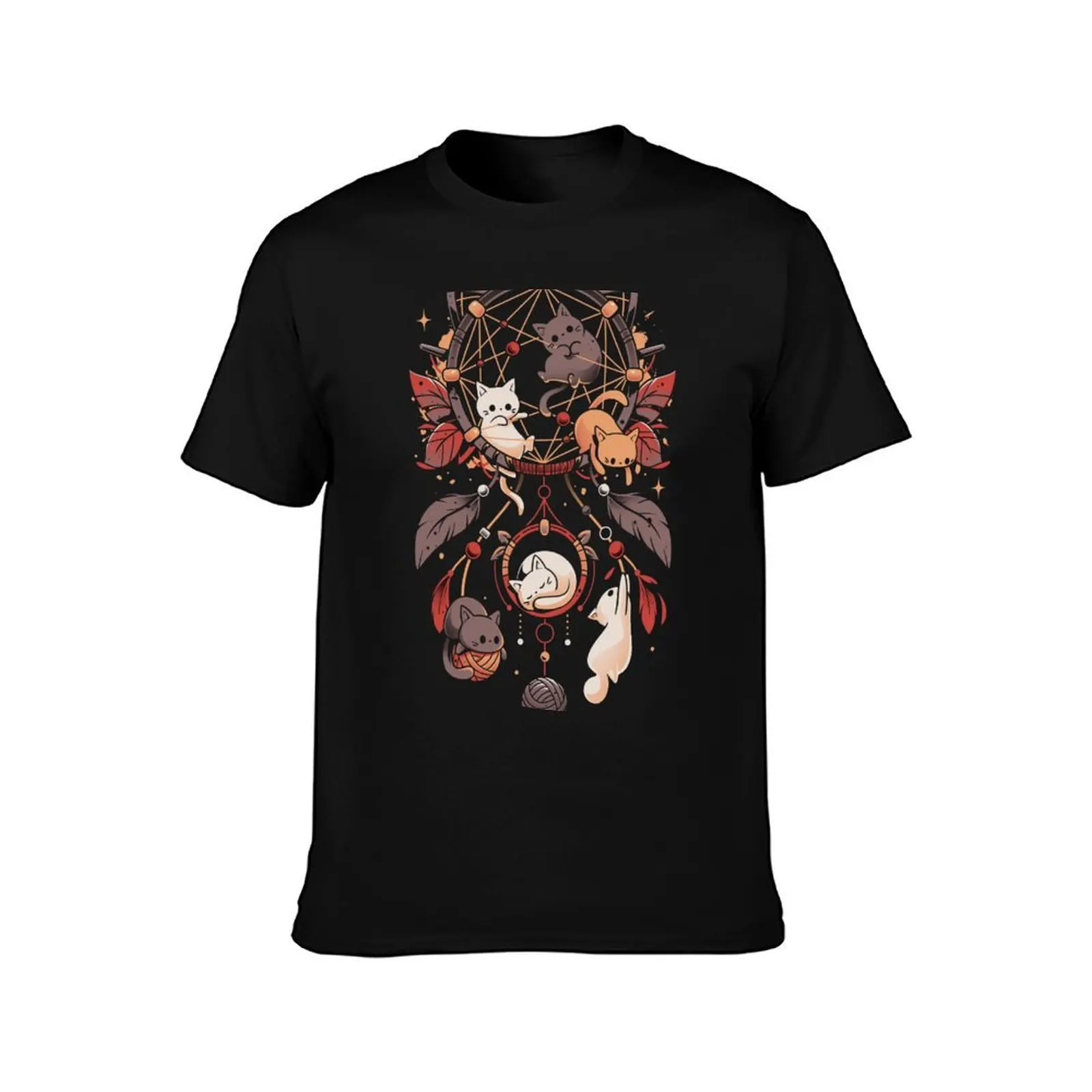Cat Catcher - Kittens Dream Catcher T-Shirt Retro Graphic Print T-Shirt