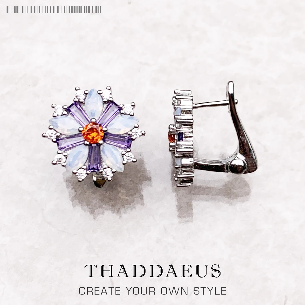 Ear Clip Colorful Flower,Europe Style Luck Happiness Fine Jewerly For Women,2022 Brand New Bohemia Gift In 925 Sterling Silver