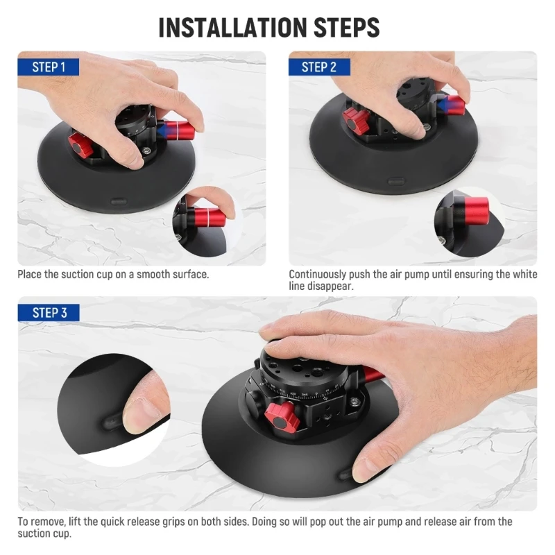 2025 Kim Loại Mới Hút Gắn Xoay 360 Độ Với 1/4 3/8in Lỗ Gắn