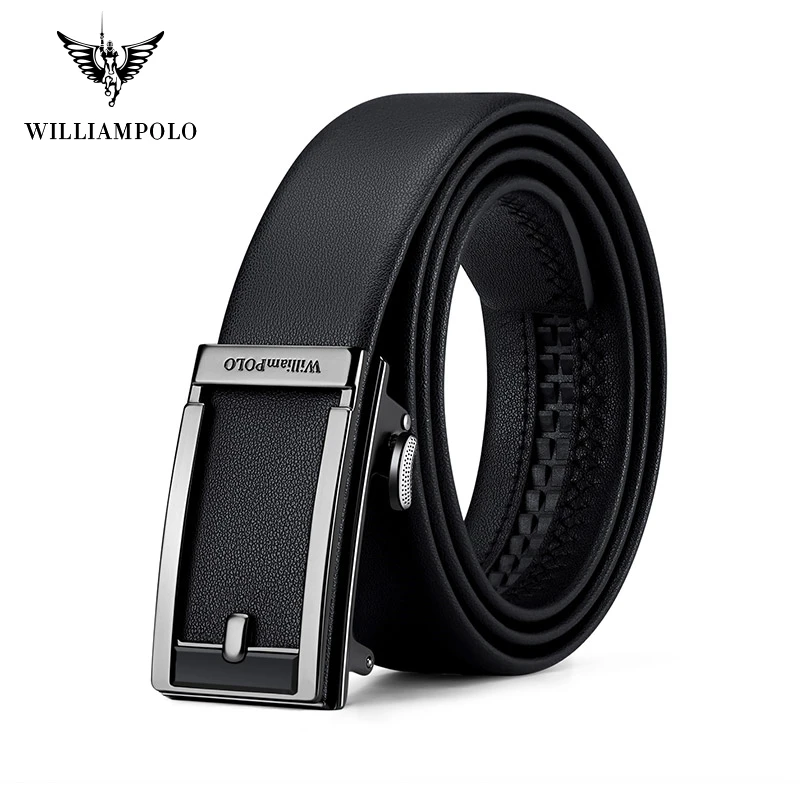 

WILLIAMPOLO Men's Leather Belt Fashion Automatic Buckle Belt for Popular Business High Quality Male Belt Gifts for Men