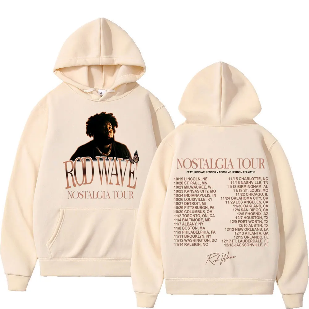 Rapper Rod Wave Album Nostalgia Tour Hoodie Men's Women's Fashion Vintage Hooded Sweatshirts High Quality Fleece Loose Pullovers