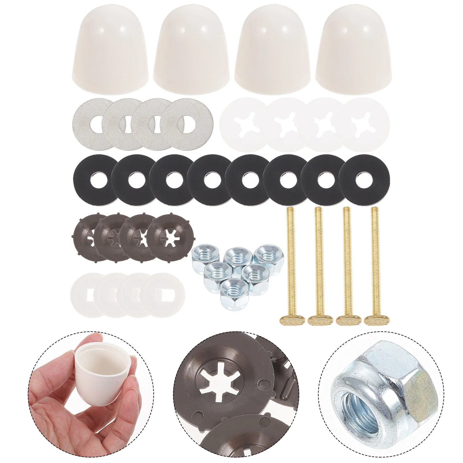 

1 set 1 Set Stainless Steel Toilet Bolt Floor Connector Heavy Duty Replacement Kit Durable Screws Fixing Seat Seal Ring Hardware