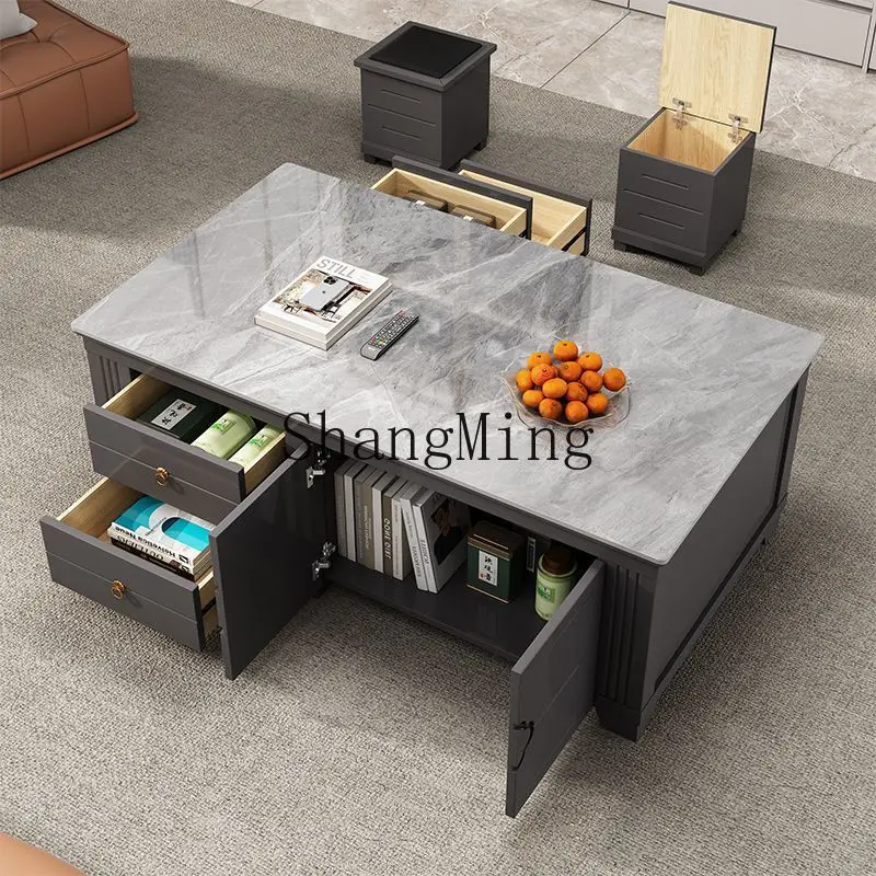 

FG modern bright rock slab coffee table living room home tea table chair simple office locker