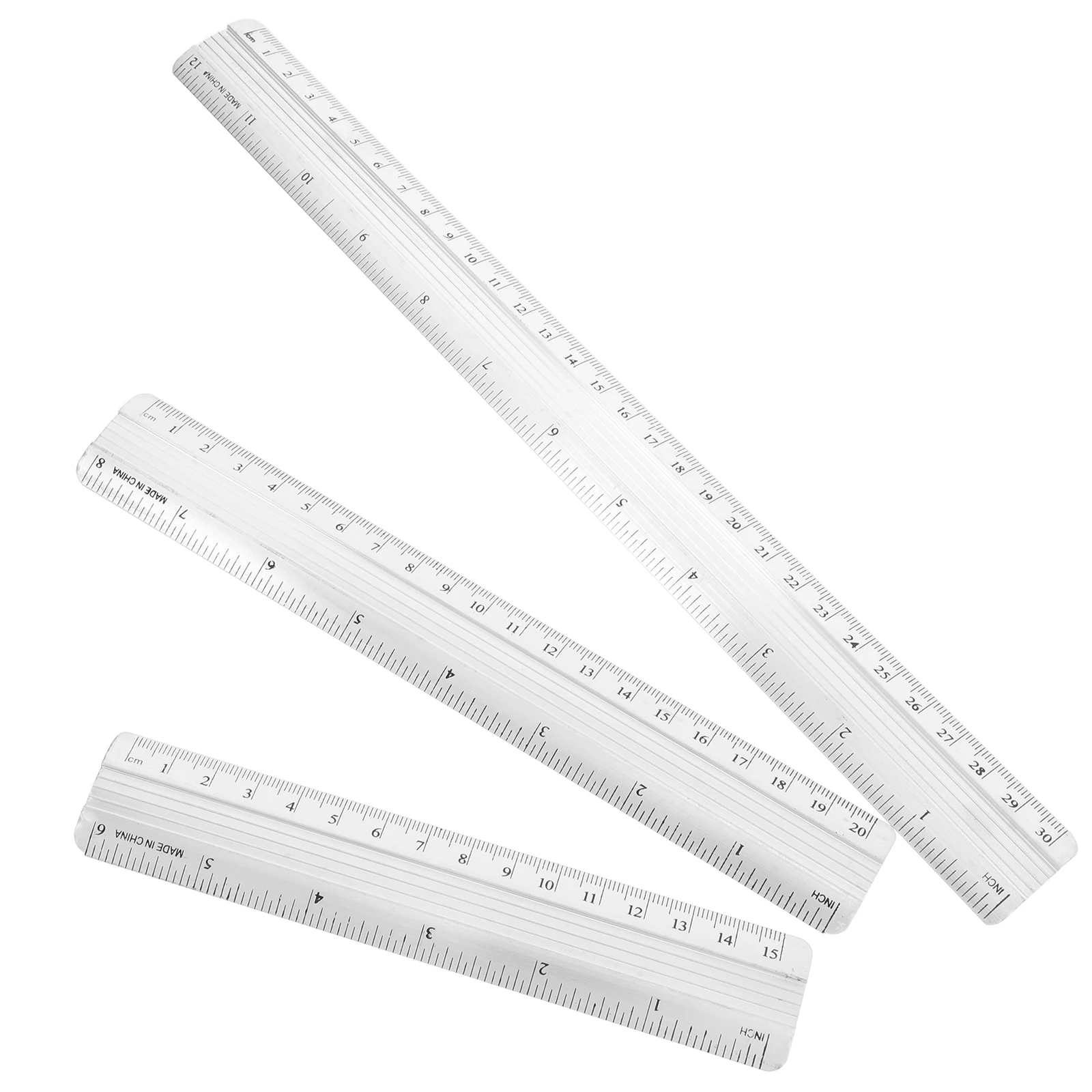 6pcs Aluminum Alloy Ruler Set Precision Straight Ruler Dual Measurement Units For School Office Engineering Carpentry