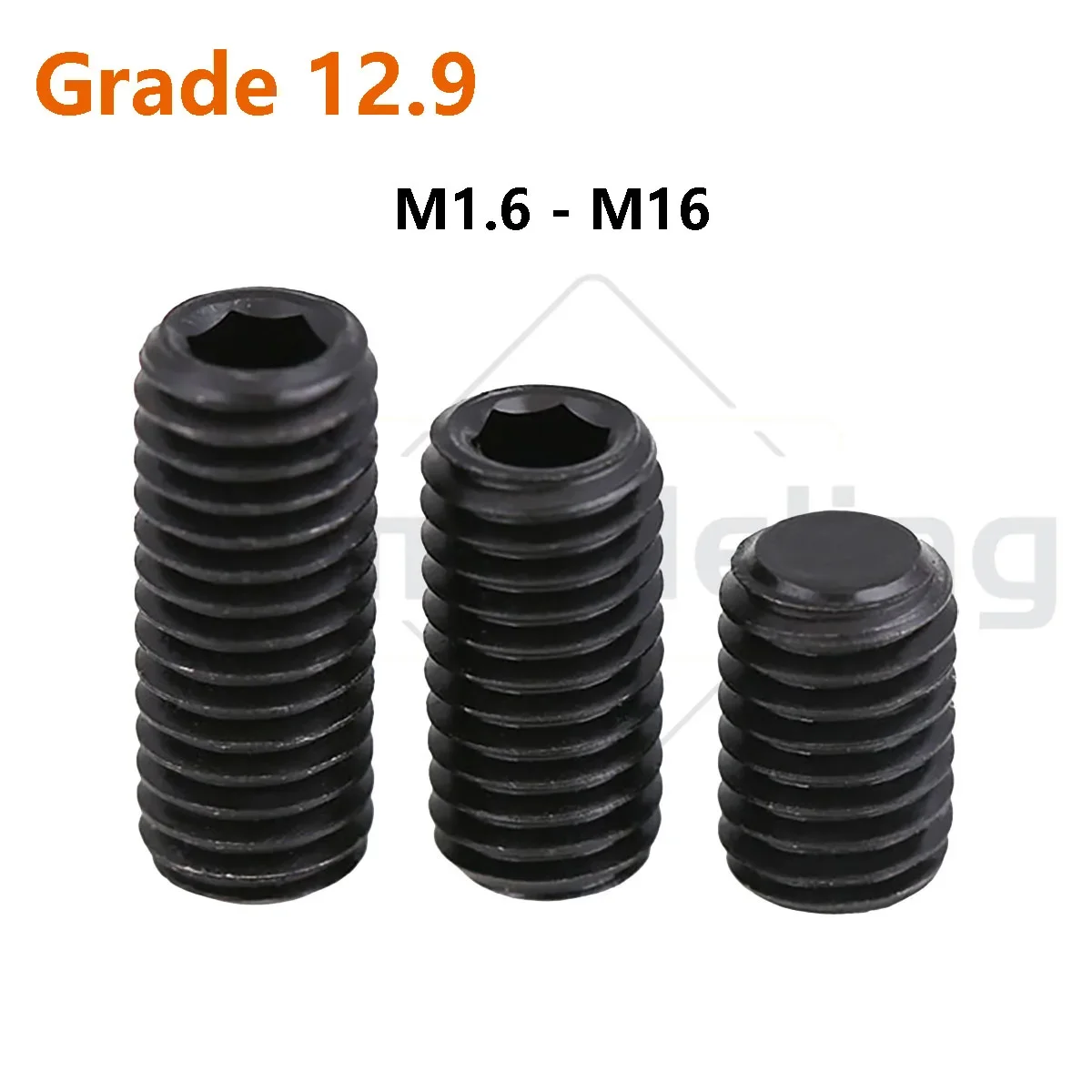 Headless Flat Point Set Screw M1.6 M2 M2.5 M3 M4 M5 M6 M8 M10 M12 M14 M16 Carbon Steel Hex Socket Set Screw Hardness 12.9 GRADE