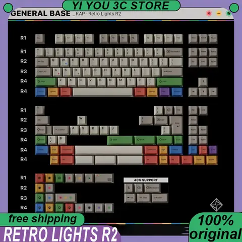 KAP-Retro Lights R2 Keycaps Mechanical Keyboard PBT Two Color Traffic Light Keycap PC Gaming Laptop Office Keycap