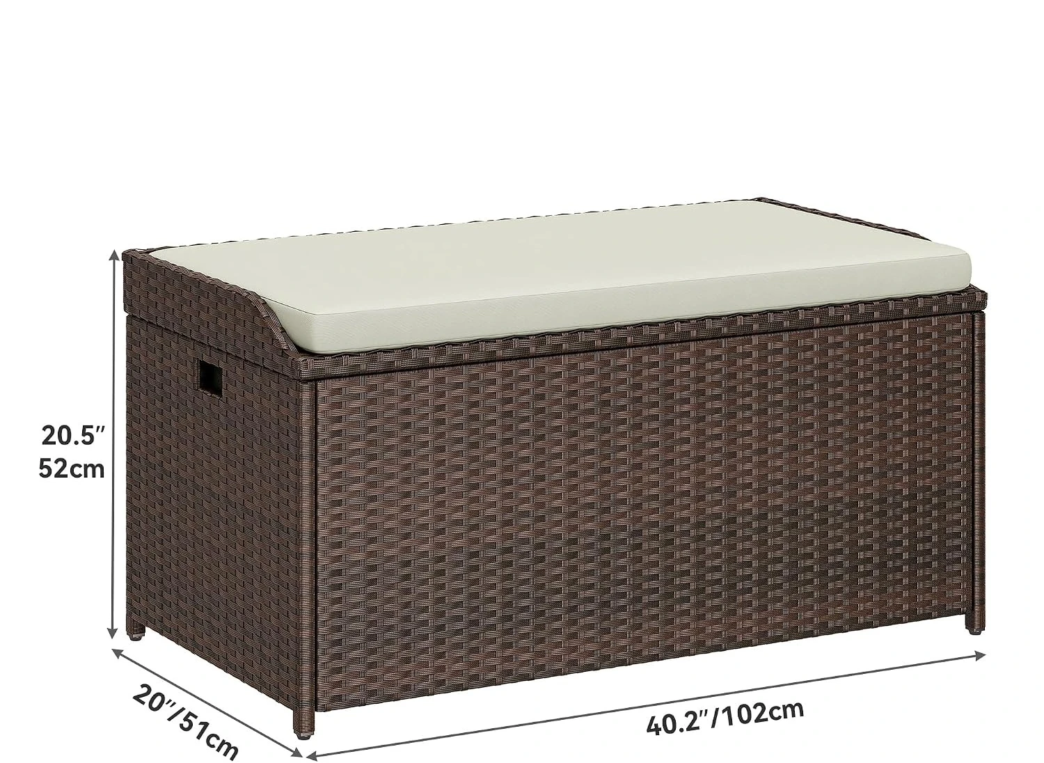 70 Gallon Wicker Patio Storage Bench Deck Storage Box Container With Cushion Outdoor Storage Bench Handles Storage Bin For Yard Lawn Garden Brown