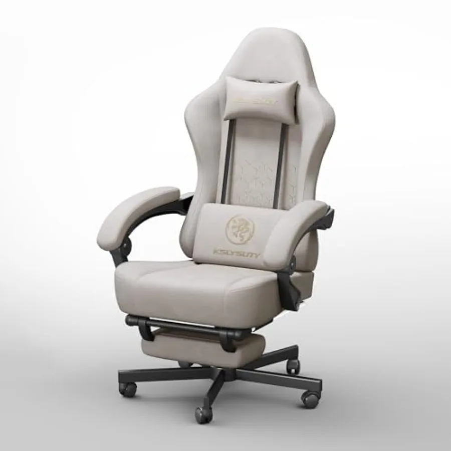 كرسي ألعاب مصنوع من الجلد المسامي مع وسادة زنبركية للجيب وكرسي مكتب عالي المريح مع مسند للرأس لألعاب الكمبيوتر Ch #1