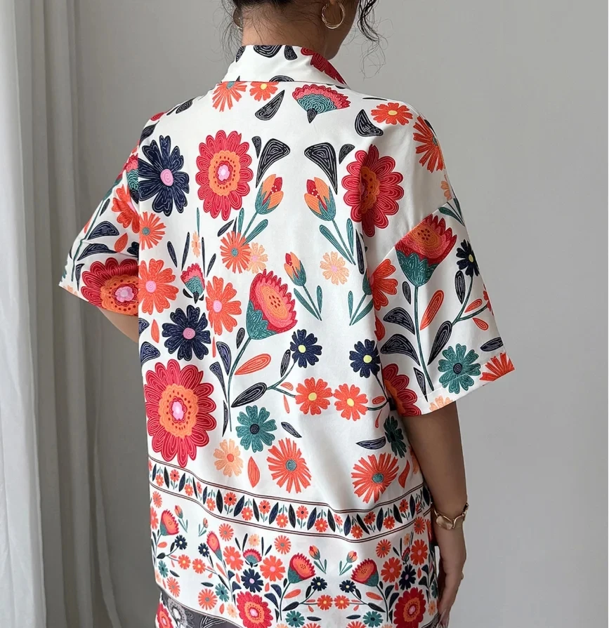 

Minimalist Style Short Sleeve Printed Short Pants Set for Women's Clothing Comfortable and Casual Female Fashion Shorts Outfits
