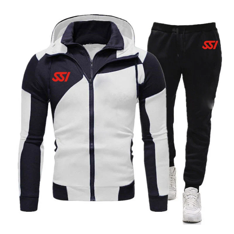 Scuba Diving Dive SSI Printed Men's Fashion Zipper Hoodie Sportswear Jogging Tracksuit Running Sport Suits+Pant 2Pcs Sets