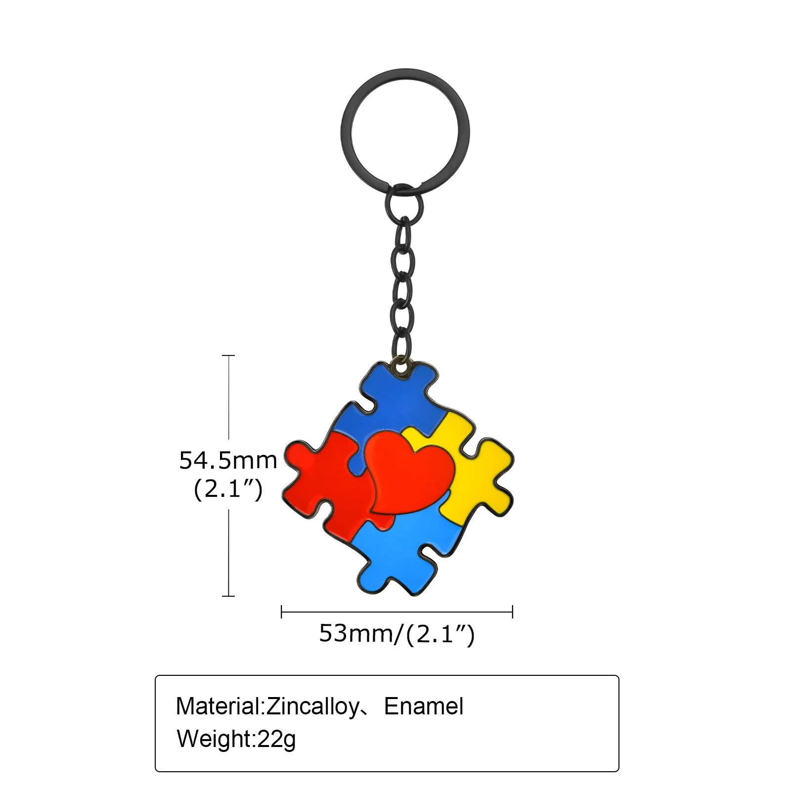 Personalized Autism Awareness Keychains, Free Engraving Heart Puzzle Pieces Autism Key Chain Ring for Autism Birthday Gift