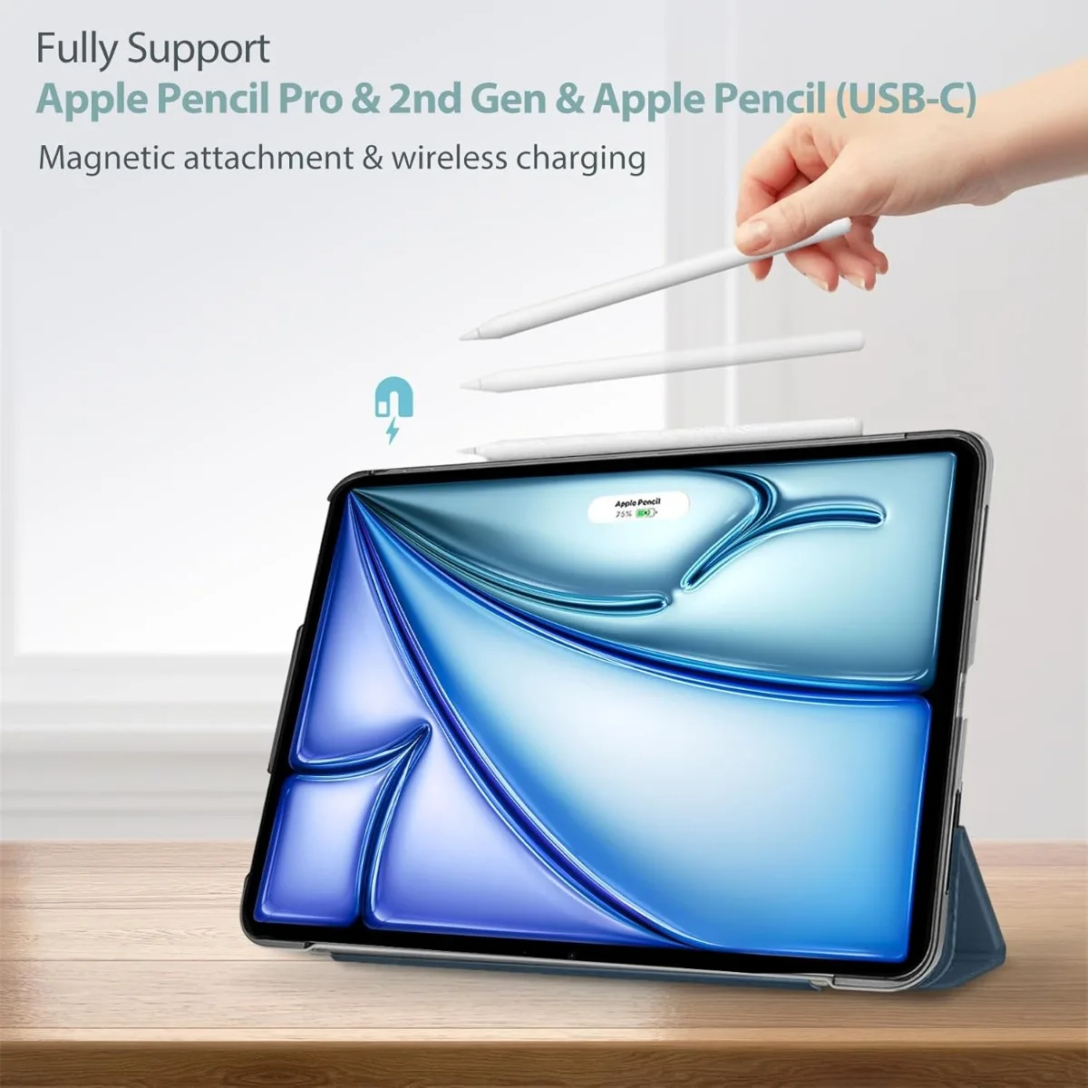 حافظة ذكية لجهاز iPad Air مقاس 11 بوصة M3 M2 2025 2024/10.9 Air 5th 4th Generation 2022 2020، غطاء حماية لهاتف Air 5 4-Navy