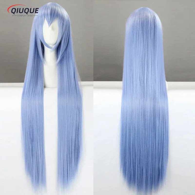 

LQAnime Akame ga KILL! Парик для косплея Esdeath, длина 100 см, прямые синие термостойкие синтетические волосы, вечерние парики для ролевых игр + шапочка для парика