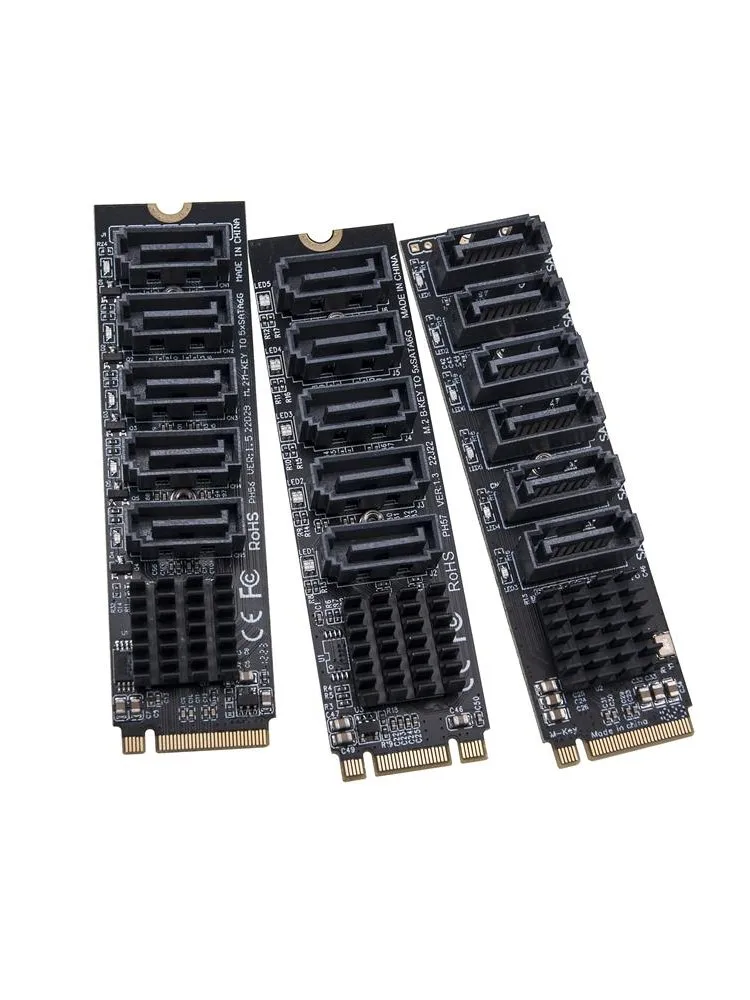 Adapter M2 do SATA Karta rozszerzeń M.2 NGFF NVME do SATA3.0 B+M Key M-Key do 5/6 portów SATA3.0 6 Gb/s Kontroler Riser dla HDD SSD — zdjęcie produktu 7