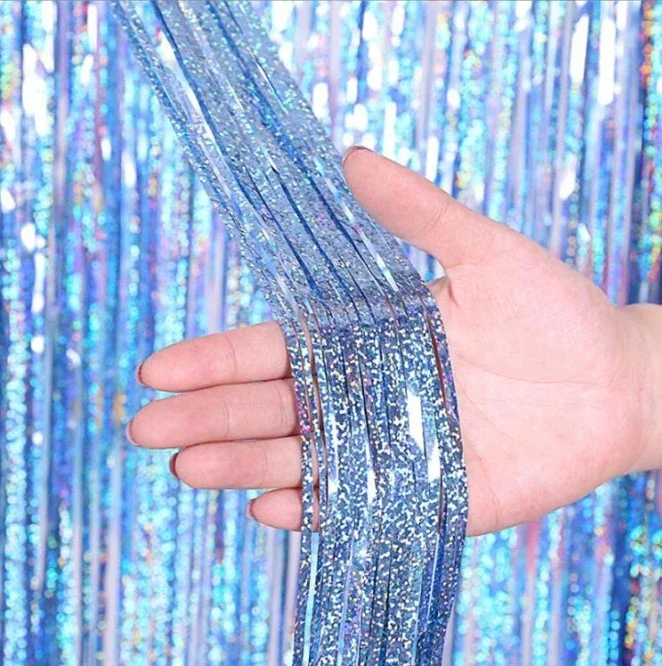 

2Pack 2X1M Glitter Party Backdrop Metallic Foil Tinsel Fringe Curtain Birthday Wedding Bachelorette Decoration Adult Anniversary