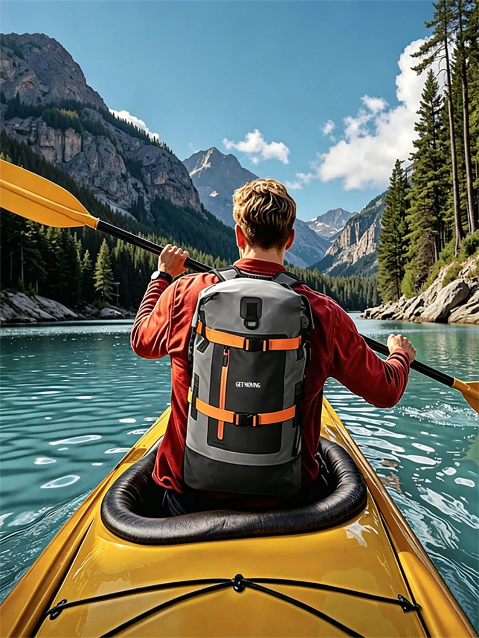 Schwimm-PVC-Packtasche, wasserdichter Rucksack für Damen und Herren, 40L, für Kajak, Trekking, Rafting, Surfen, Bootfahren, Trockentasche – Detail 12