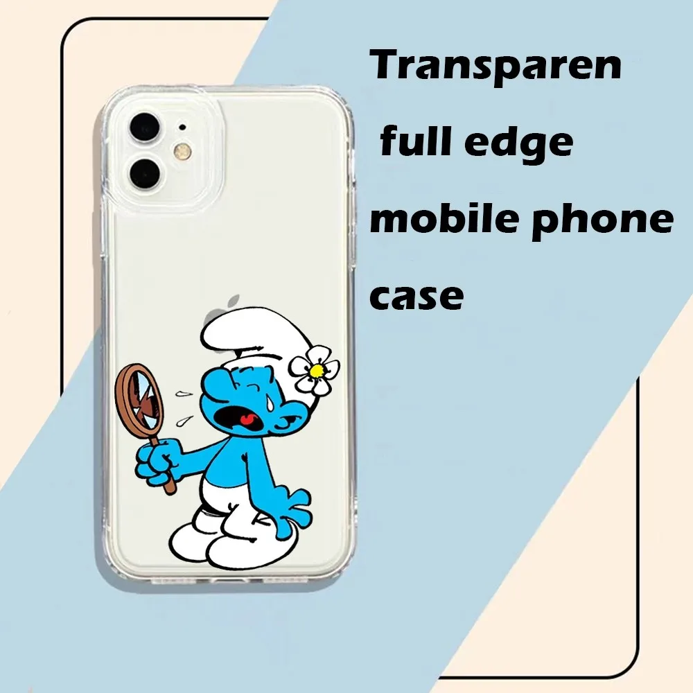 Cartoon The S-Smurfs Phone Case For Iphone 15 11 13 14 Pro Max 7 8 Plus X Xr Xs Max Se2020 12mini Transparent Cover