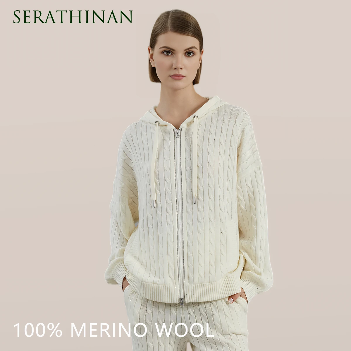 

BC730 100% wool sweater merino wool Knitted hoodie winter fall ladies clothes