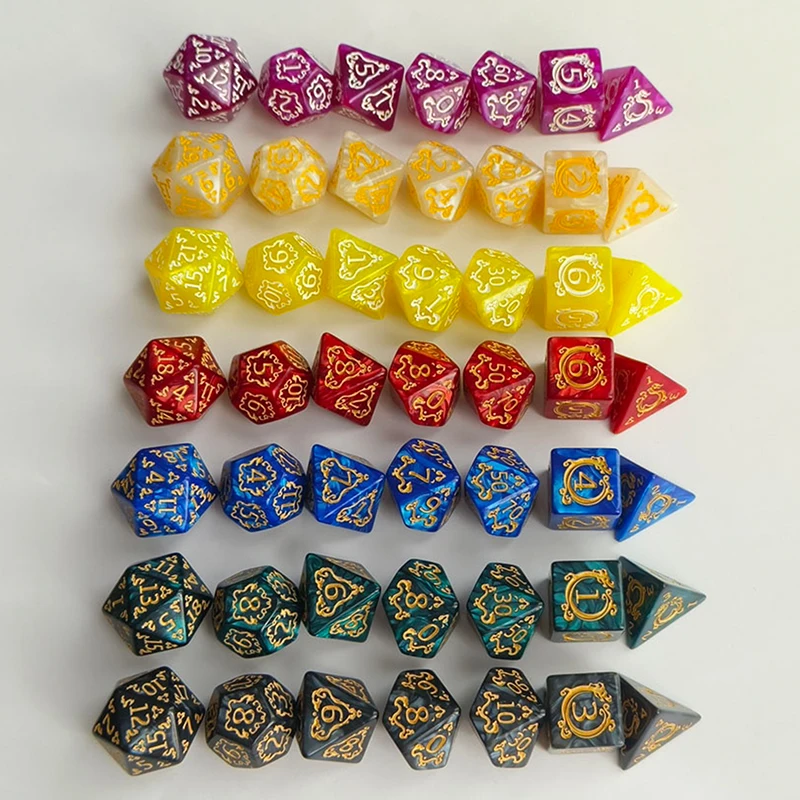 7 buah/Set dadu polihedral Set DADU Multi-side untuk permainan papan Set dadu kualitas tinggi Aksesori Meja game hiburan