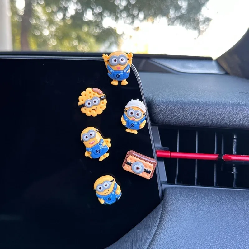 Minions Car Air Outlet Decoration Clip Cartoon Creative Car Air Conditioning Decor Anime Cute Car Interior Small Accessories