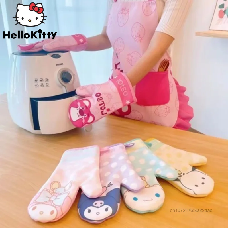 

Kawaii Sanrio Kuromi Melody Proximity Gloves Cartoon Lotso Kitchen Tool Microwave Oven Insulating Accessories Women Bake Fixture