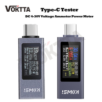 DC 4~30V 12A Voltage Ammeter Power Meter Type-c Multi-function Digital Display Cell Phone Charging Tester KWS-2301C/KWS-2302C