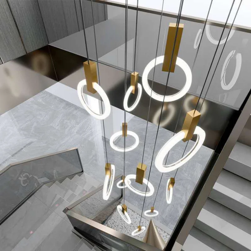 Modern Led Pendant Light Ring Bedroom Bedside Stairs Hanging Lamp Shop Restaurant Decoration Ceiling Chandeliers Kitchen Lustres