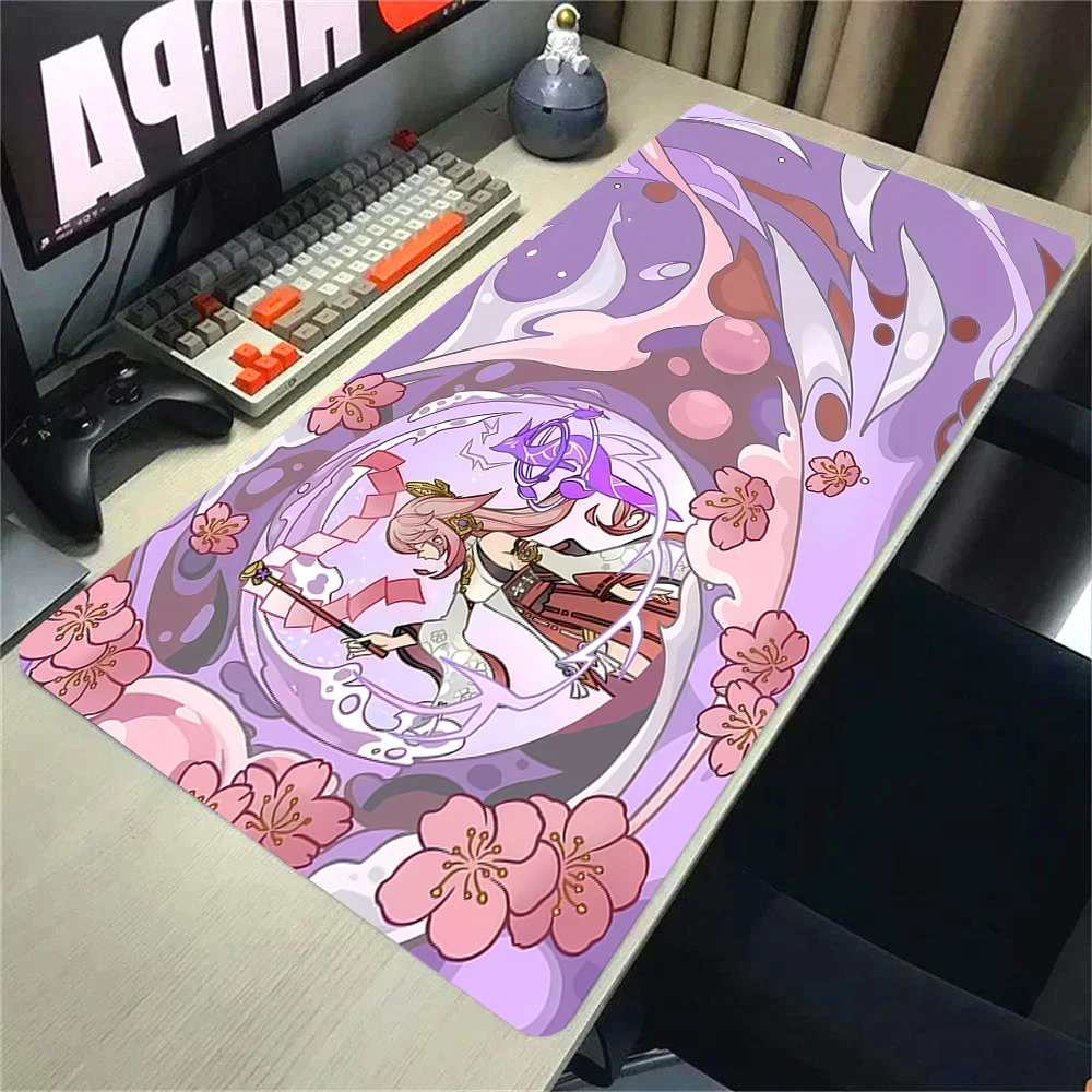 hot Anime Game Furina HuTao Shenhe YaeMiko Raiden Mavuika XXL Genshin Large Mousepad Impact Mouse Pad Keyboard Desk Non-slip Mat