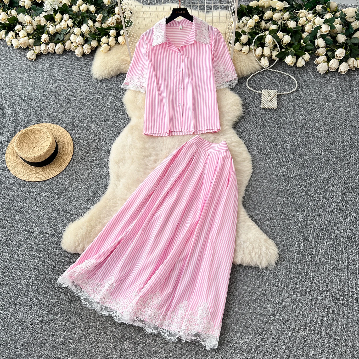 

Sexy sweet Spliced striped Vintage Evening Party Club dress Women Chic hotsweet Slim Beach Two Piece Set