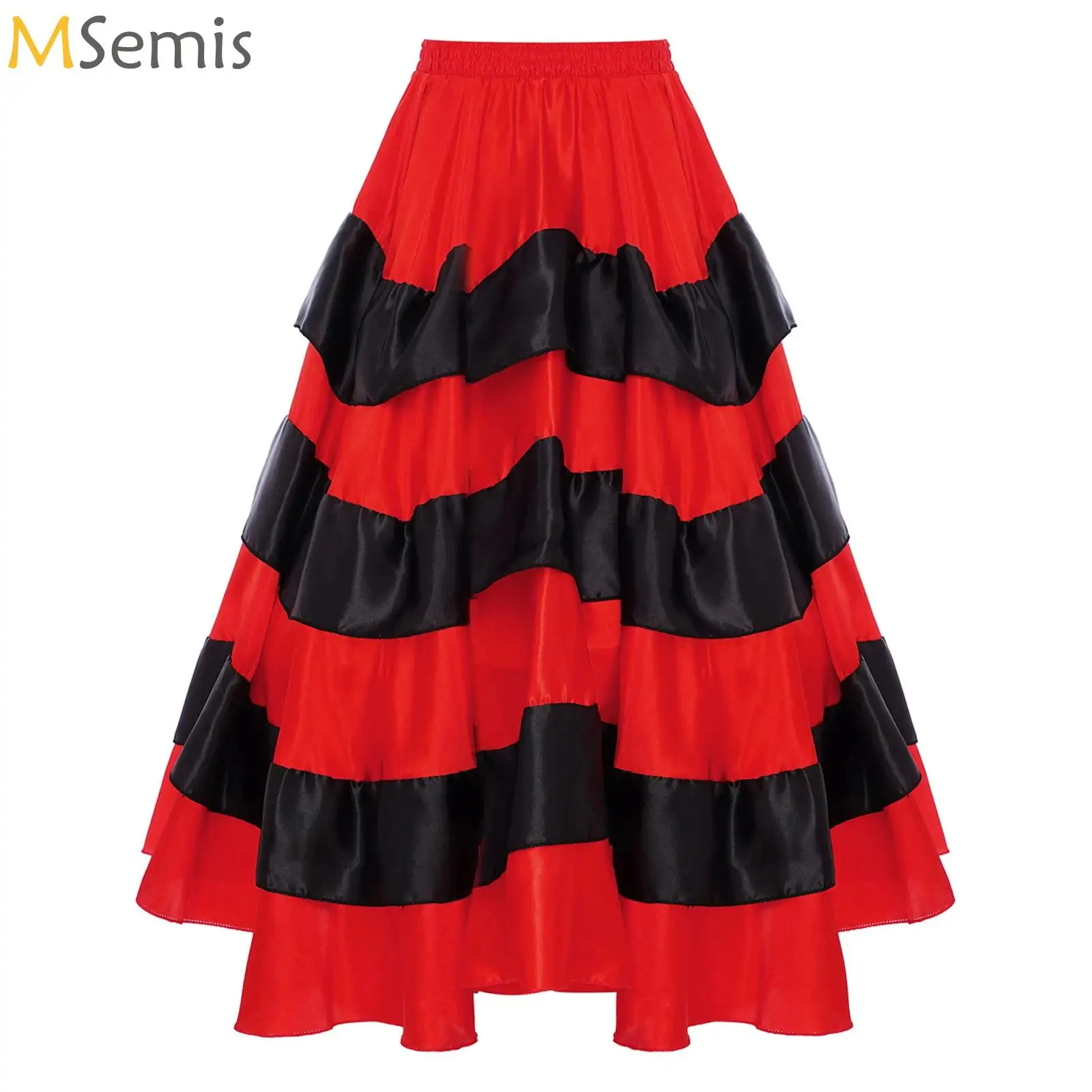 Strój taneczny dla dziewczynki na występy: Paso Doble, corrida, taniec towarzyski, latynoamerykański, flamenco, tango, hiszpański, rozmiar 180 °   360 °   Spódnica maxi do tańca