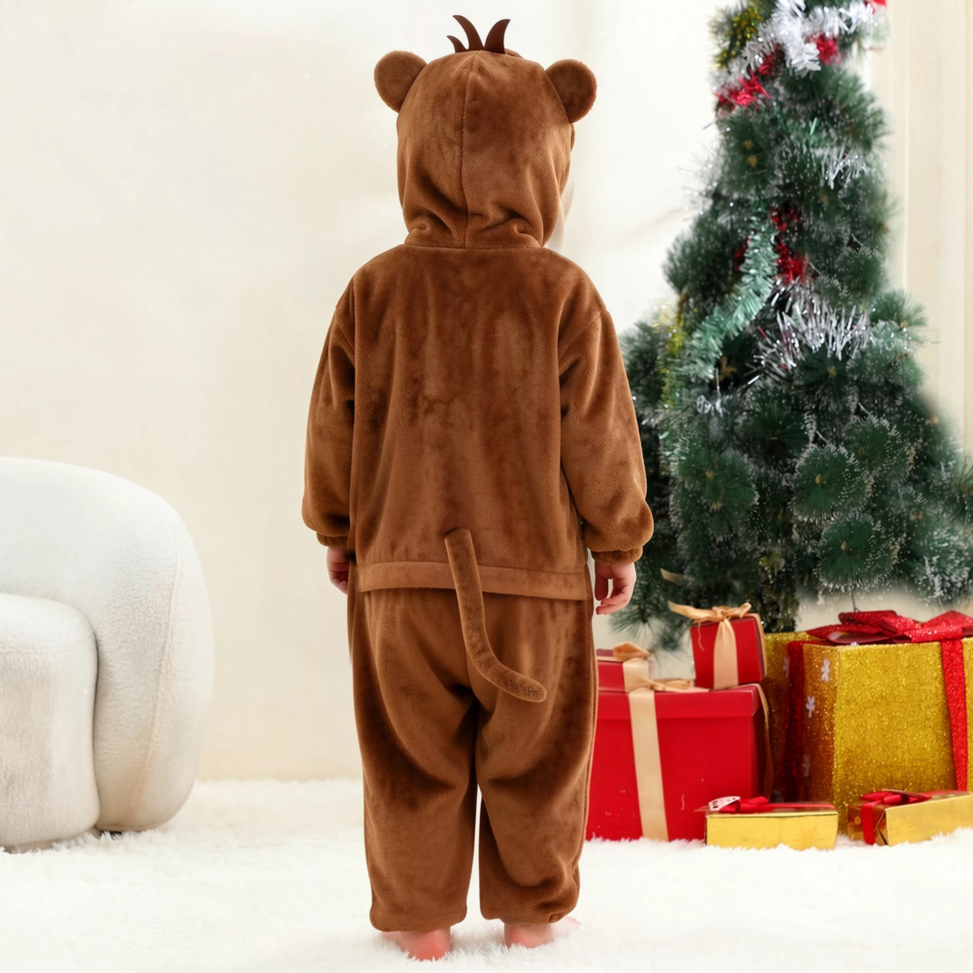 MICHLEY Löwen-Kinder-Schlafsack, Flanell-Decke, Schlafanzug 3-12 Jahre, Kapuzenpyjama, Kostümkleidung, Jumpsuit für Jungen und Mädchen – Detail 4