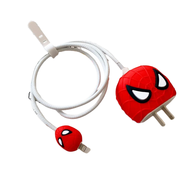 Marvel Spiderman for IPhone 18w/20w Charger Protective Case cartoon Data Cable Head Bite Protector Shell Sleeve Birthday Gifts