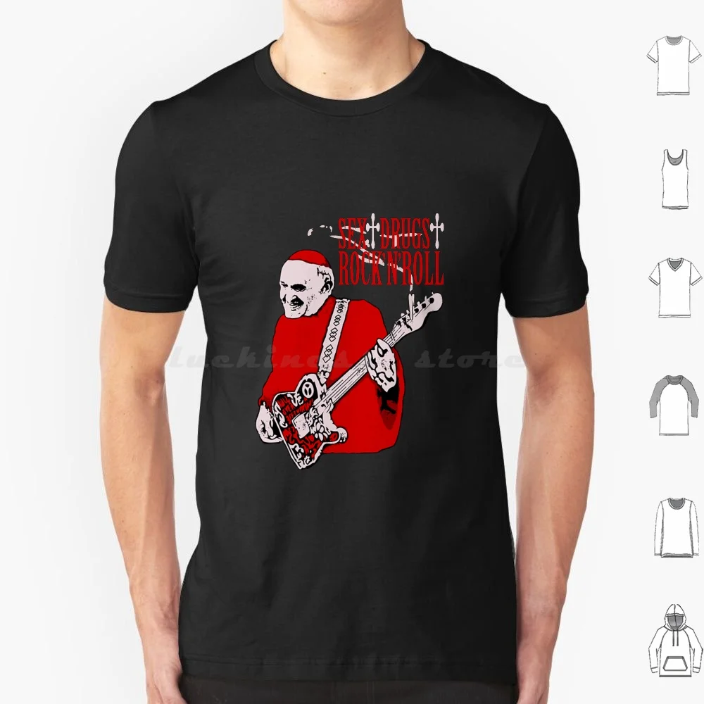 Sexo, drogas e rock n' roll papa camiseta tamanho grande 100% algodão banda deslocamento papa telecaster vaticano vintage n roll