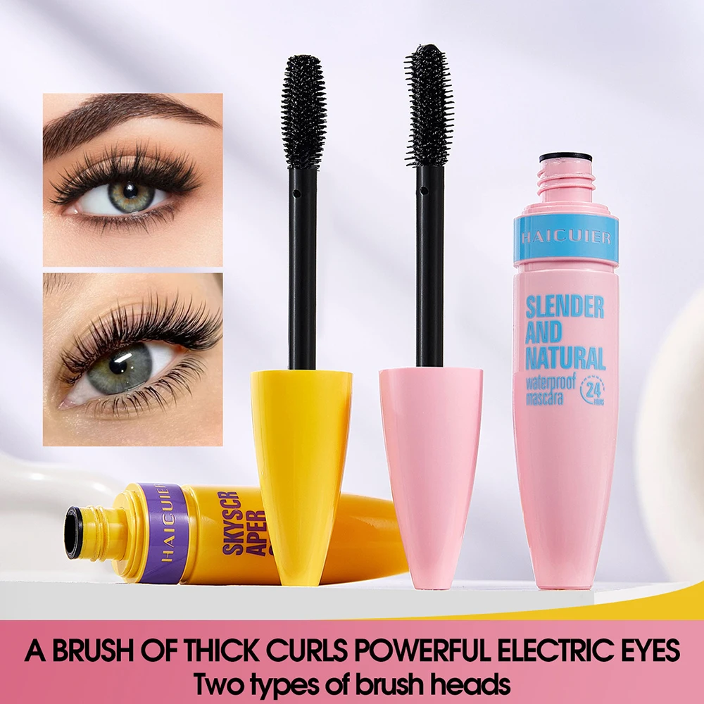 Slim Curly Thick Eye Black Mascara Thickening Lengthening Curling Waterproof Liquid Fiber Mascara Eye Makeup Cosmetics